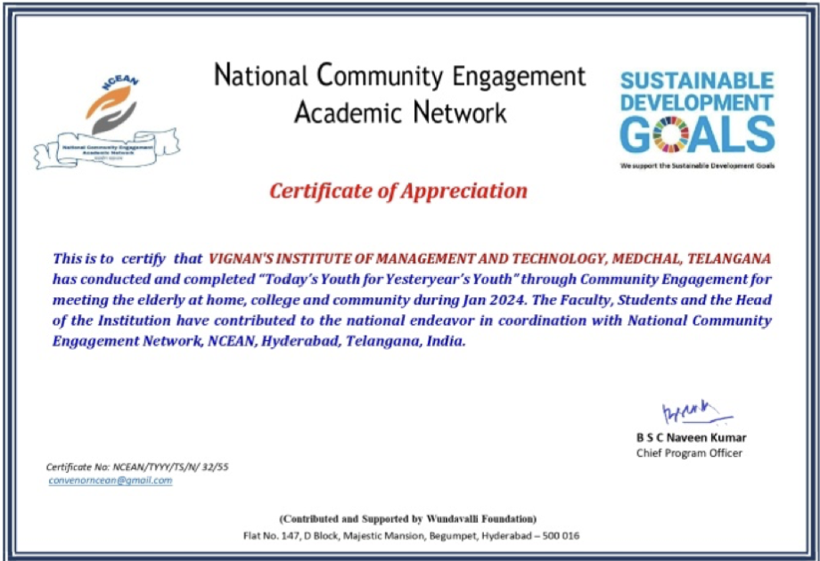 NCEAN Certificate of Appreciation